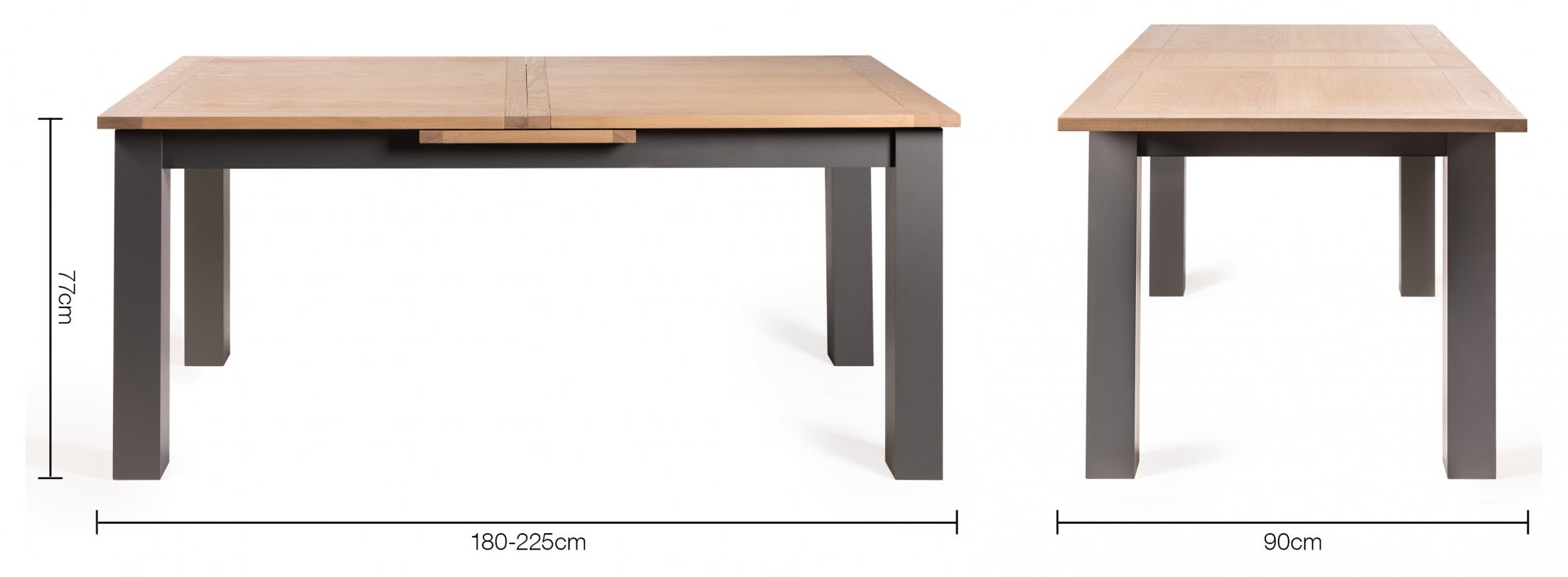 Oakham Scandi Oak 68 Seater Table Dark Grey Legs & 6 Eriksen Dark