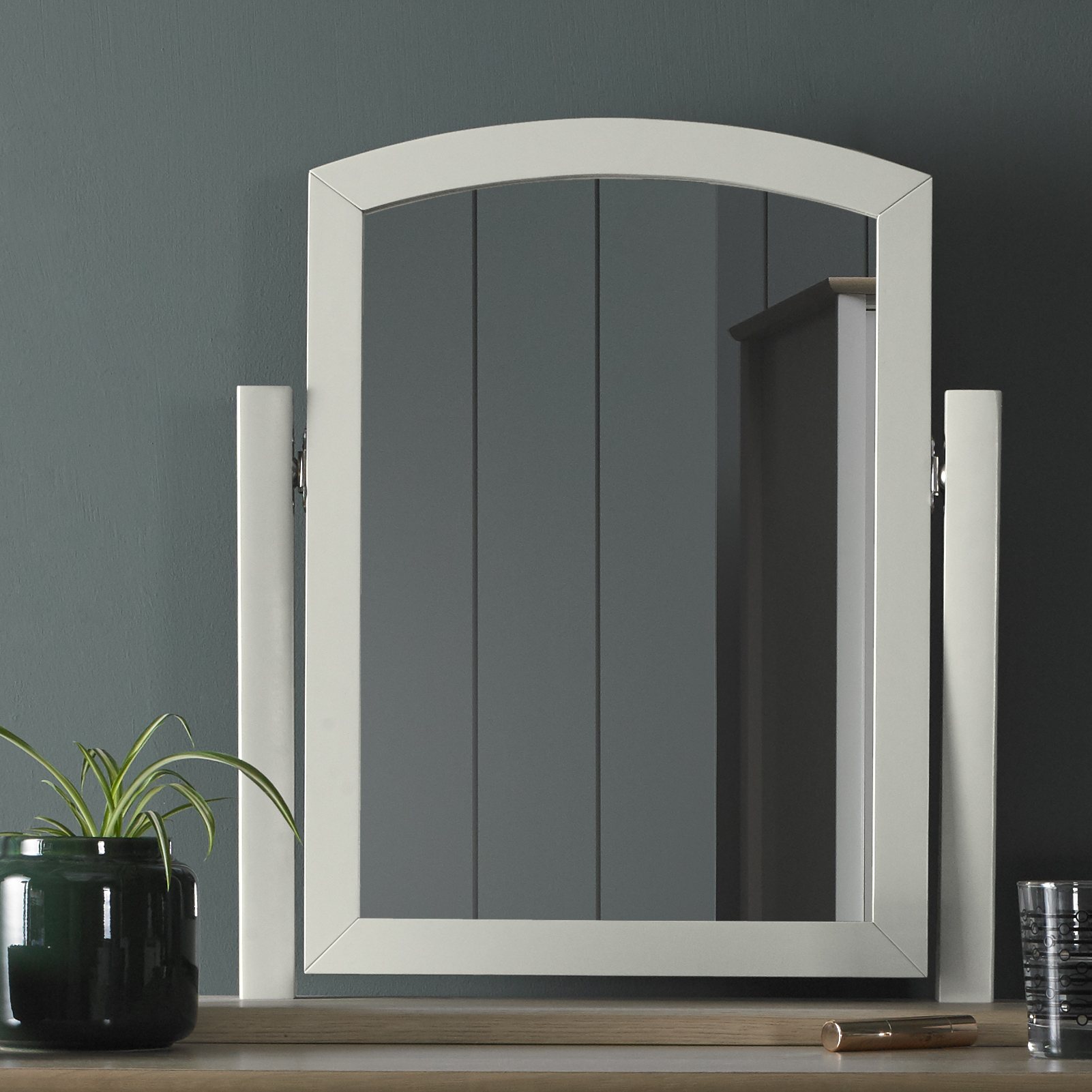Whitby Scandi Oak & Soft Grey Vanity Mirror Bedroom Bentley Designs