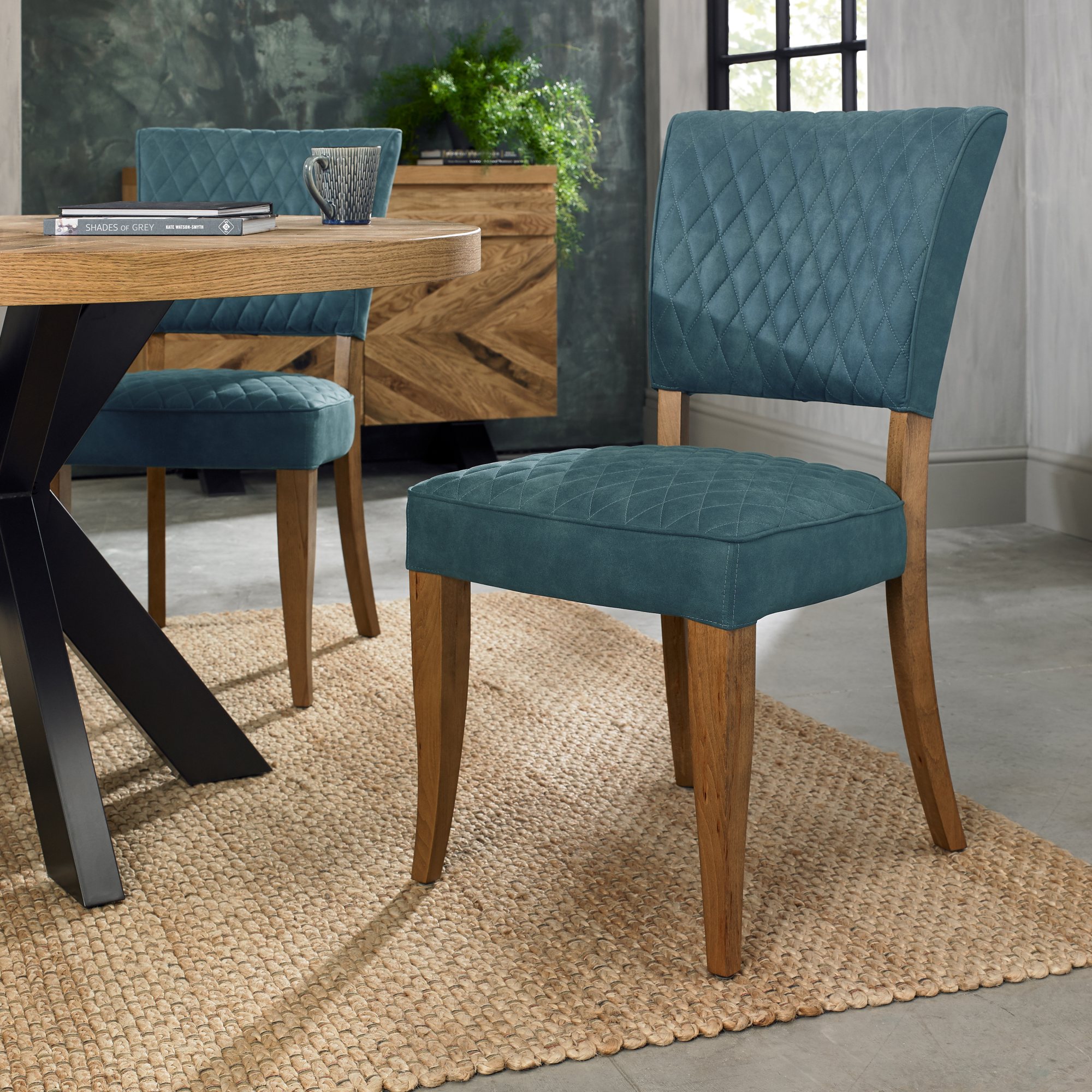 Logan Rustic Oak Upholstered Chair Dining Bentley Designs UK Ltd