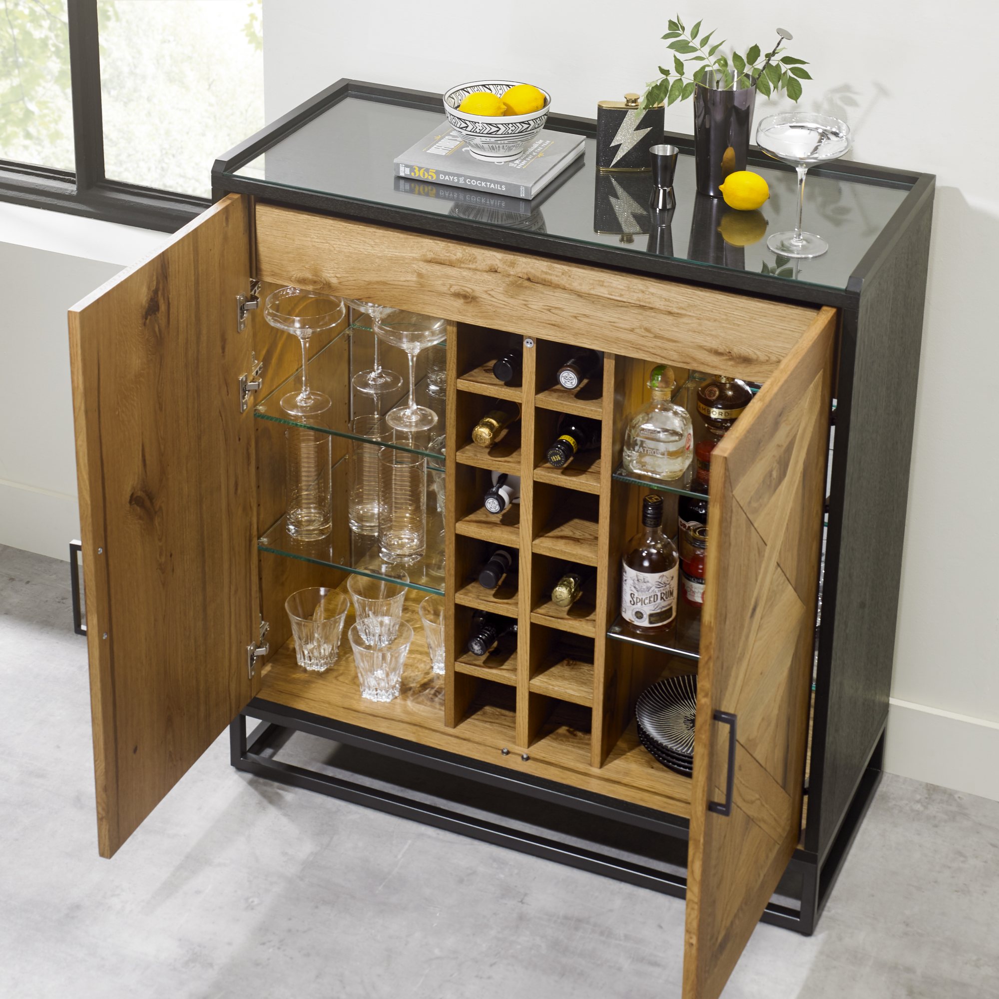 Indus Rustic Oak Drinks Cabinet | Dining Room Furniture - Bentley ...