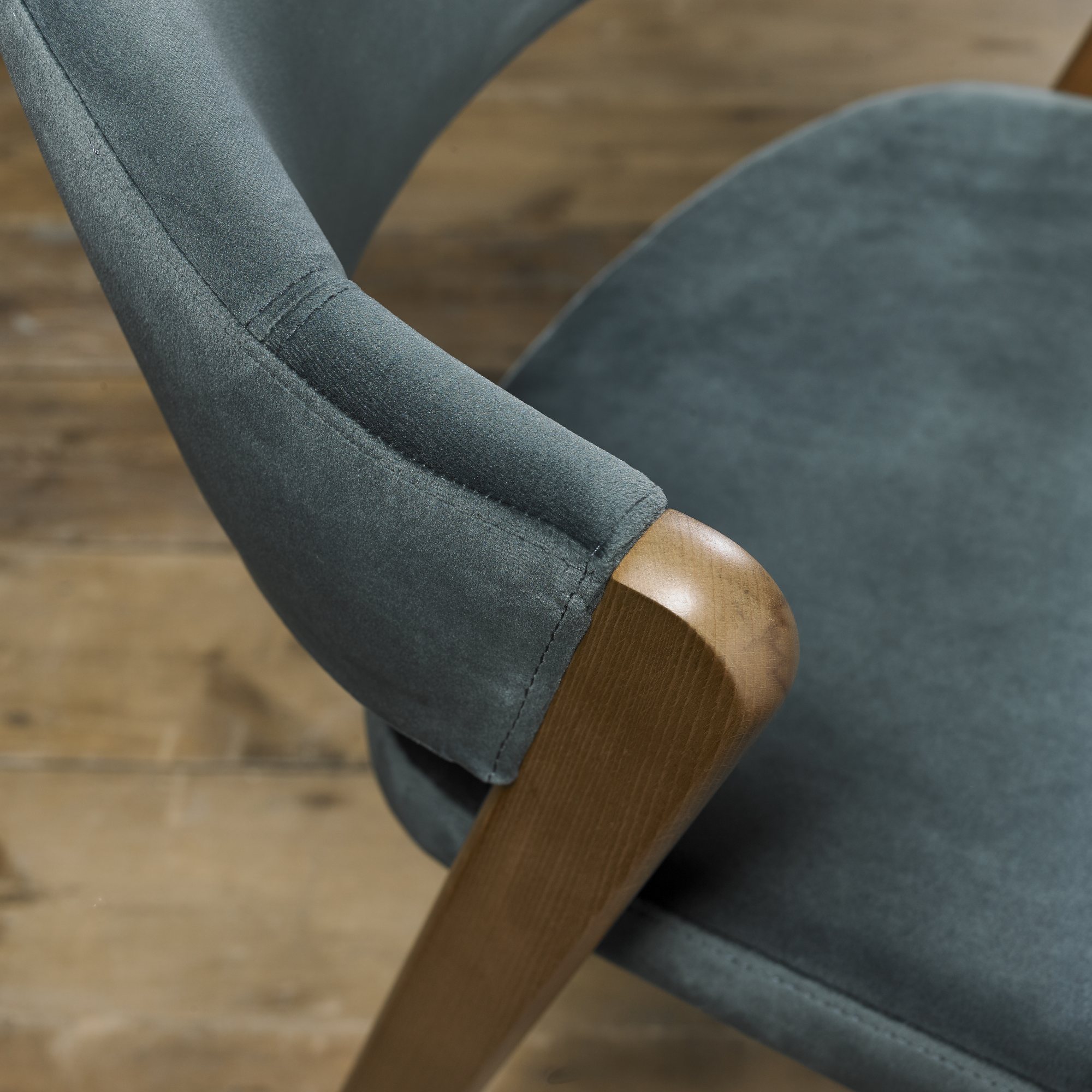Camden Rustic Oak Azure Upholstered Chair | Dining Room - Bentley Designs