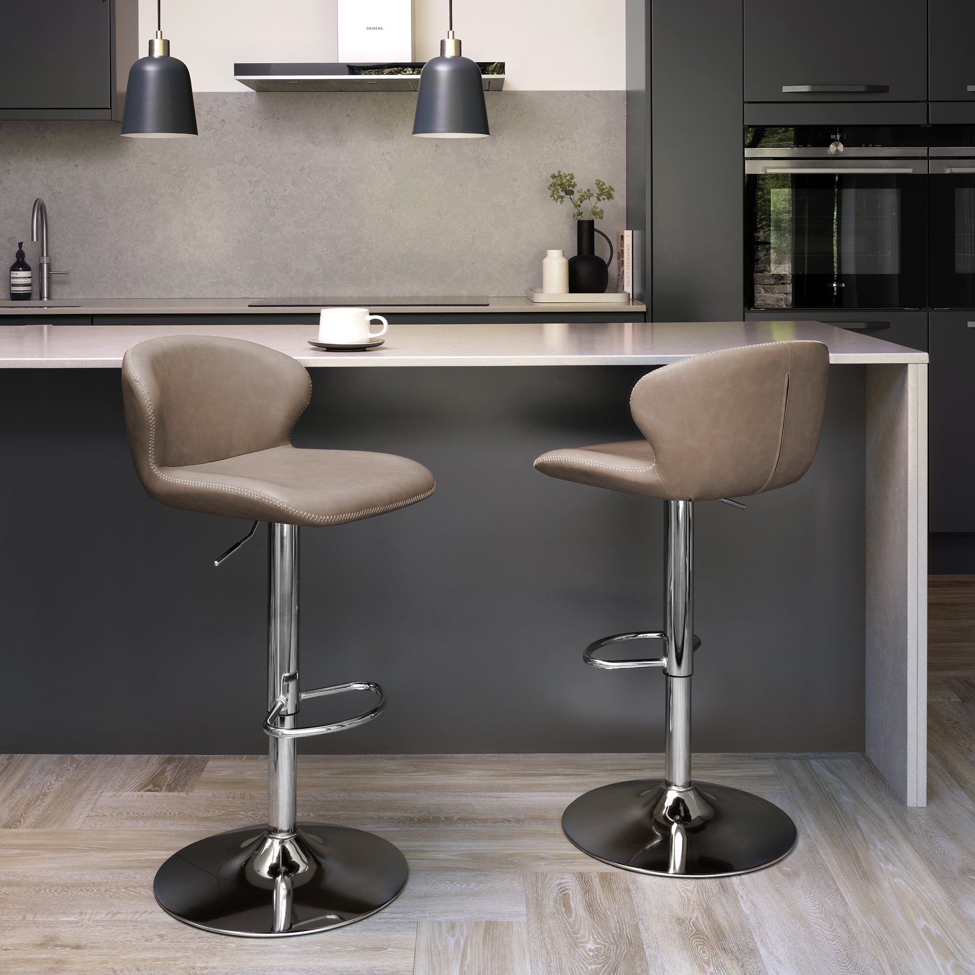 Rosso - Stone Vintage Faux Leather Gas Lift Swivel Barstool