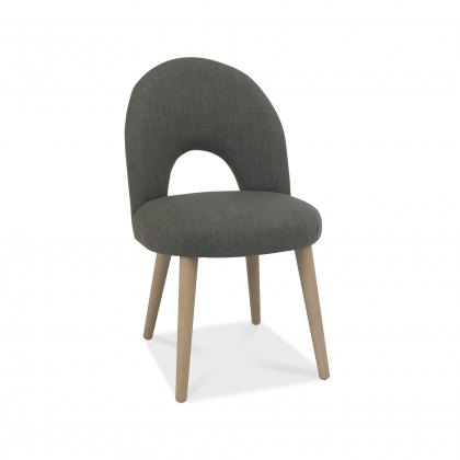 Dansk Scandi Oak Upholstered Chair - Cold Steel Fabric  (Pair)
