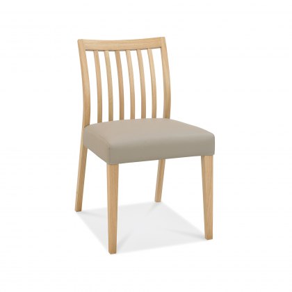 Bergen Oak Low Slat Back Chair - Grey Bonded Leather (Pair)