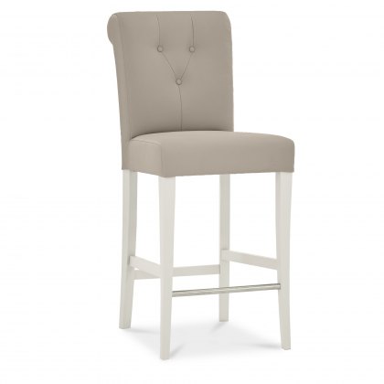 Montreux Soft Grey Upholstered Bar Stool - Grey Bonded Leather (Pair)
