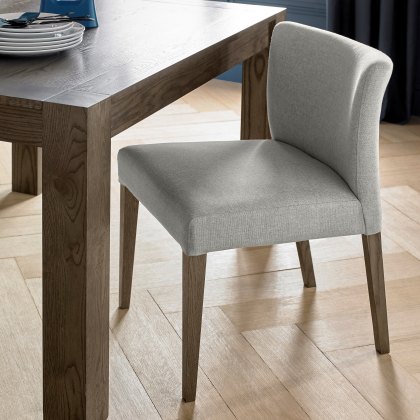 Turin Dark Oak Low Back Uph Chair - Pebble Grey Fabric (Pair)
