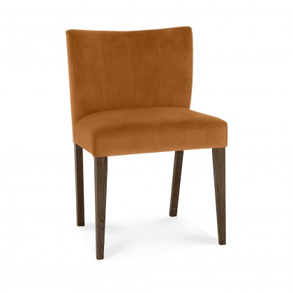 Turin Dark Oak Low Back Uph Chair - Harvet Pumpkin Velvet Fabric (Pair)