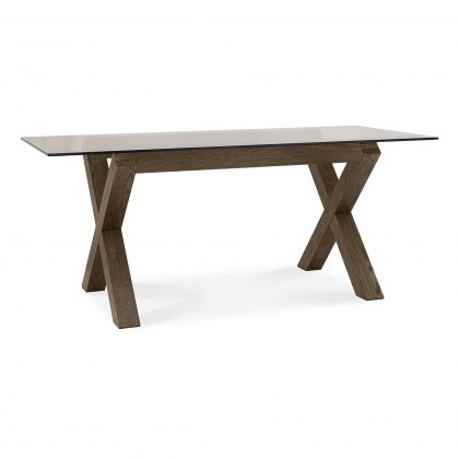 Turin Dark Oak Glass Top Dining Table