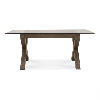 Turin Dark Oak Glass Top Dining Table