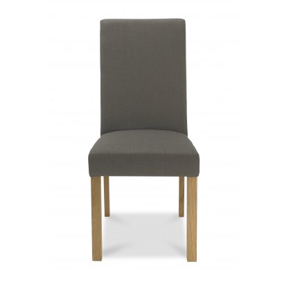 Parker Light Oak Square Back Chair - Titanium Fabric  (Pair)