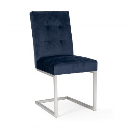 Tivoli Dark Oak Uph Cantilever Chair - Dark Blue Velvet (Pair)
