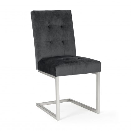 Tivoli Dark Oak Uph Cantilever Chair - Gun Metal Velvet (Pair)