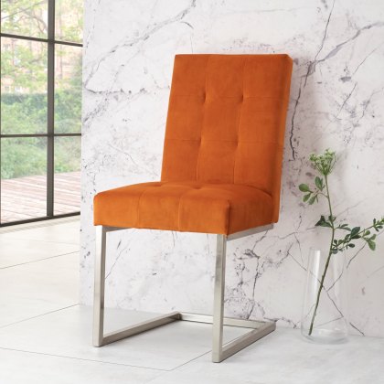 Tivoli Dark Oak Uph Cantilever Chair - Harvest Pumpkin Velvet (Pair)