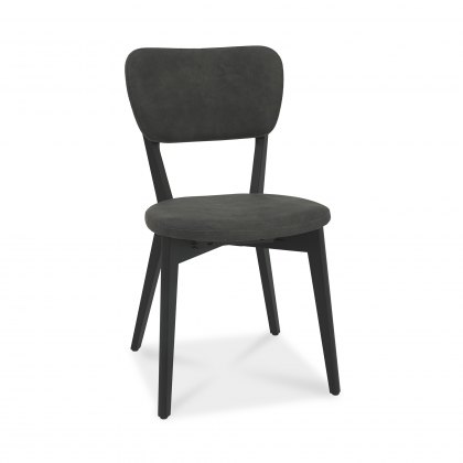 Vintage Peppercorn Upholstered Back Chair - Dark Grey Fabric (Pair)