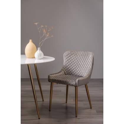 Cezanne - Grey Velvet Fabric Chairs with Gold Legs (Pair)