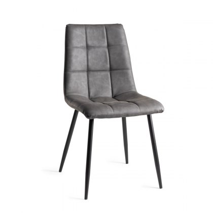Mondrian - Dark Grey Faux Leather Chairs with Sand Black Powder Coated Legs (Pair)