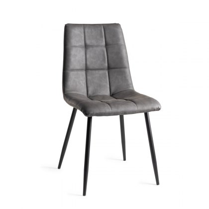 Mondrian - Dark Grey Faux Leather Chairs with Black Legs (Pair)