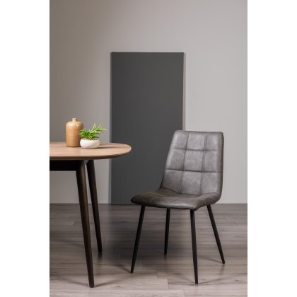 Mondrian - Dark Grey Faux Leather Chairs with Black Legs (Pair)