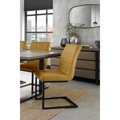 Lewis - Mustard Velvet Fabric with Black Sand Powder Coated Frame (Pair)
