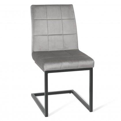 Lewis - Grey Velvet Fabric with Black Sand Powder Coated Frame (Pair)