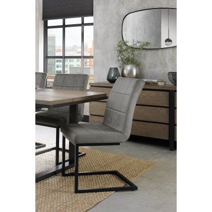 Lewis - Grey Velvet Fabric with Black Sand Powder Coated Frame (Pair)