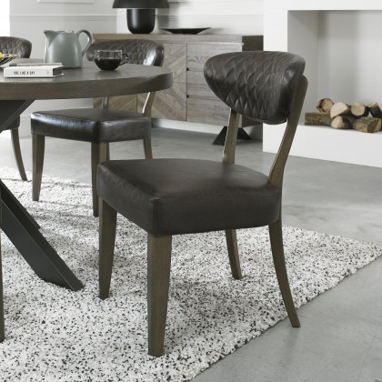 Ellipse Fumed Oak Upholstered Chair in Old West Vintage (Pair)
