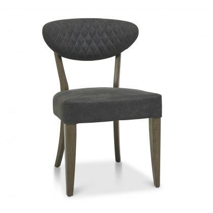 Ellipse Fumed Oak Upholstered Chair - Dark Grey Fabric (Pair)