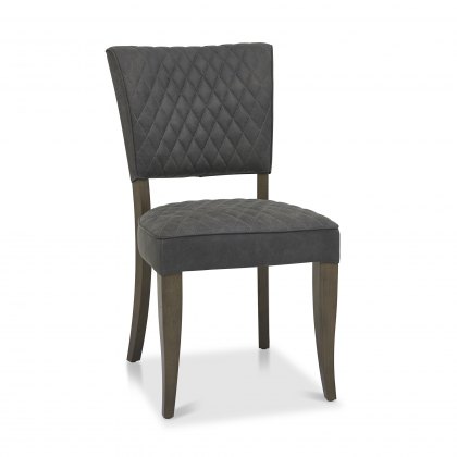 Logan Fumed Oak Upholstered Chair - Dark Grey Fabric (Pair)