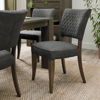 Logan Fumed Oak Upholstered Chair- Dark Grey Fabric (Pair)