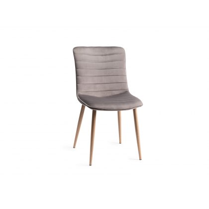 Eriksen - Grey Velvet Fabric Chairs with Grey Rustic Oak Effect Legs (Pair)