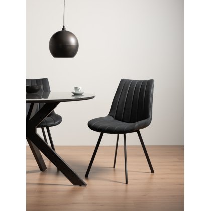 Fontana - Dark Grey Faux Suede Fabric Chairs with Grey Legs (Pair)
