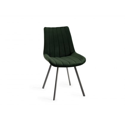 Fontana - Green Velvet Fabric Chairs with Grey Legs (Pair)