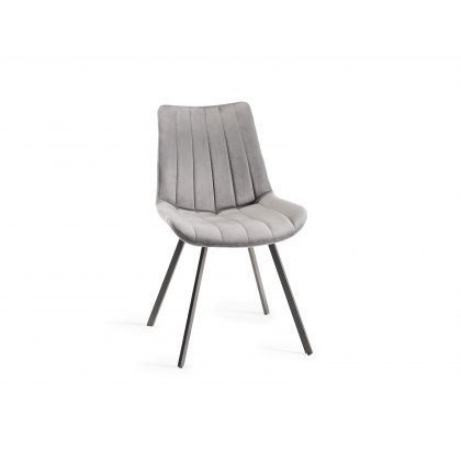 Fontana - Grey Velvet Fabric Chairs with Grey  Legs (Pair)