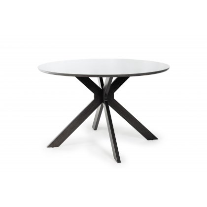 Hirst Grey Painted Tempered Glass 4 Seater Dining Table with Grey Hand Brushing On Black Powder Coated Base