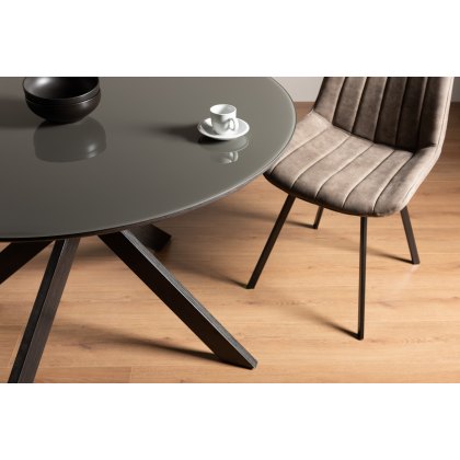 Hirst Grey Painted Tempered Glass 4 Seater Dining Table with Grey Legs