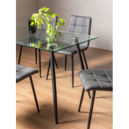 Martini Clear Tempered Glass 6 Seater Dining Table with Sand Black Powder Coated Legs