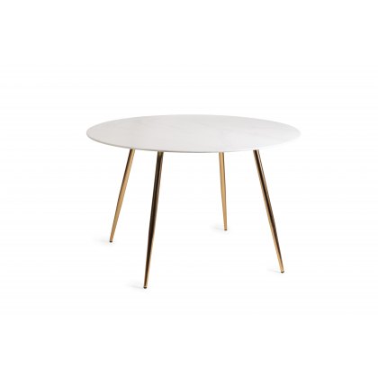 Francesca White Marble Effect Sintered Stone 4 seater Dining Table with Gold Legs