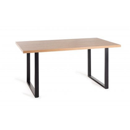 Ramsay Oak Melamine 6 Seater Dining Table with U Shape Black Legs