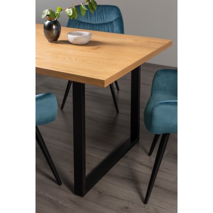 Ramsay Rustic Oak Effect Melamine 6 Seater Dining Table with U Shape Sand Black Powder Coated Legs