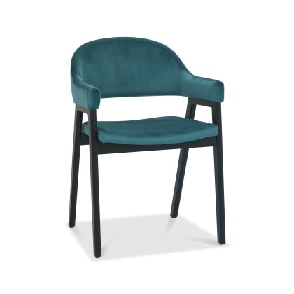 Camden Peppercorn Upholstered Arm Chair in an Azure Velvet Fabric (Pair)