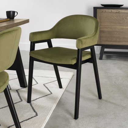 Camden Peppercorn Upholstered Arm Chair - Cedar Velvet Fabric (Pair)