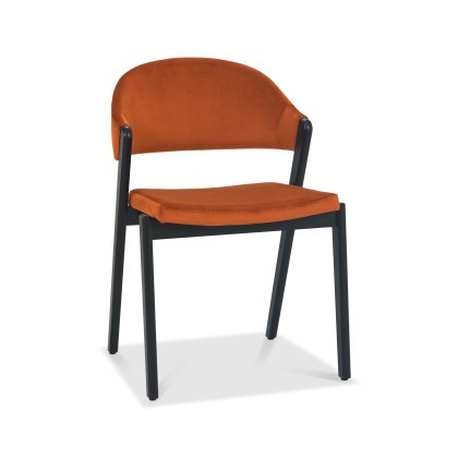 Camden Peppercorn Upholstered Chair - Rust Velvet Fabric (Pair)