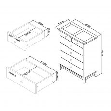 Atlanta Oak 4+2 Drawer Chest