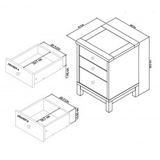 Atlanta White 3 Drawer Nightstand
