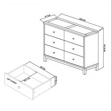 Atlanta White 6 Drawer Wide Chest