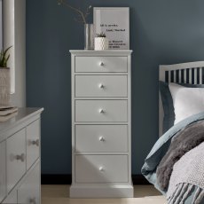 Ashby Soft Grey 5 Drawer Tall Chest