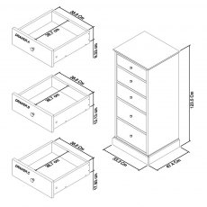 Ashby Soft Grey 5 Drawer Tall Chest