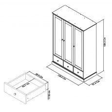 Ashby Soft Grey Triple Wardrobe
