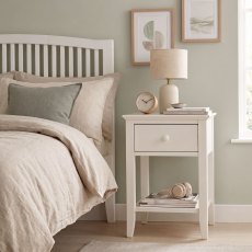 Ashby White 1 Drawer Bedside Table