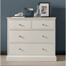 95 x 88 x 40cm Charles Bentley Essentials Chest of 5 Drawers in Dove/Grey Solid Wood with Linear Detailing and Pewter Effect Knobs 